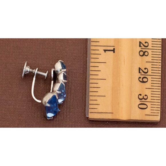 Vintage Art Deco Lovely Sapphires Screwback Earrings by Coro - U17 - Picture 2 of 2